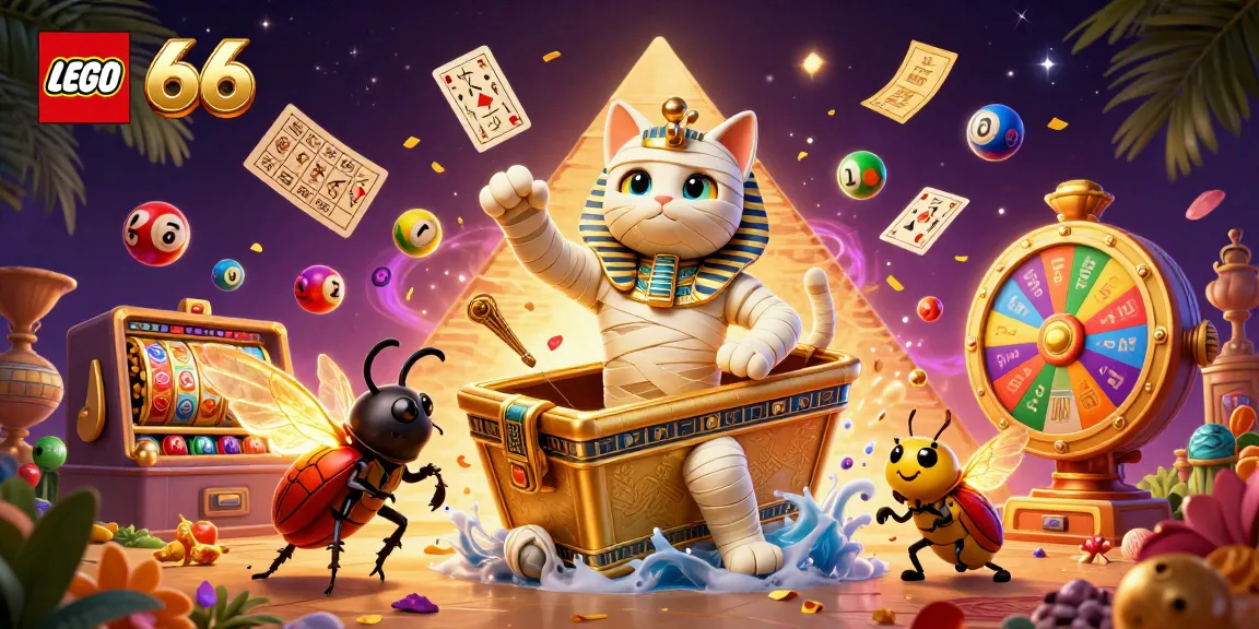 Win big with Lego66 in this vibrant online casino scene featuring dynamic gaming elements.