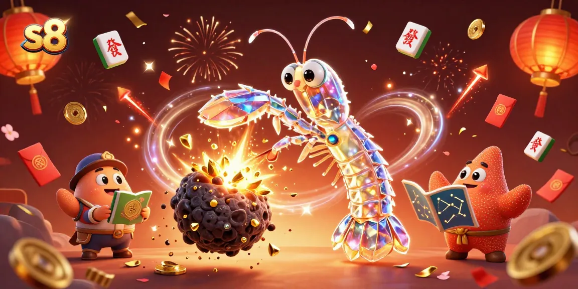 Experience winning thrills with s8 in an energetic casino-themed 3D illustration of vibrant characters.