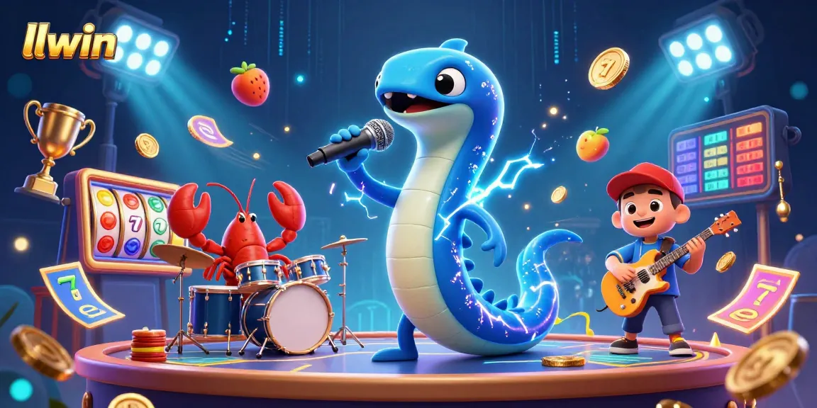 Experience thrilling casino action with llwin in a vibrant underwater stage featuring an electric eel DJ and dynamic gambling elements.