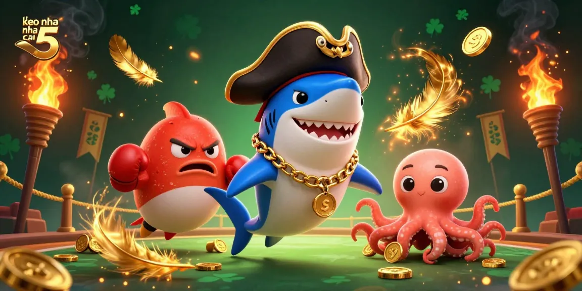 Experience the action with keo nha cai 5 as playful characters navigate a vibrant online betting scene.