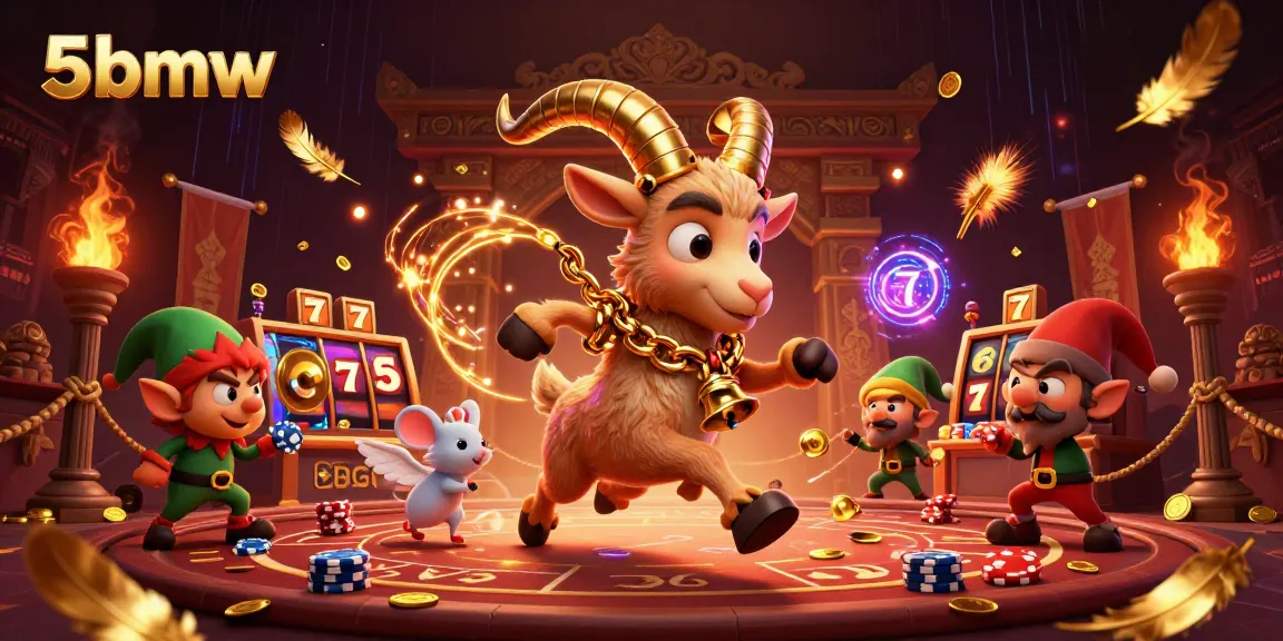 Engage in thrilling gameplay at 5bmw's vibrant casino scene with dynamic characters and slot elements.