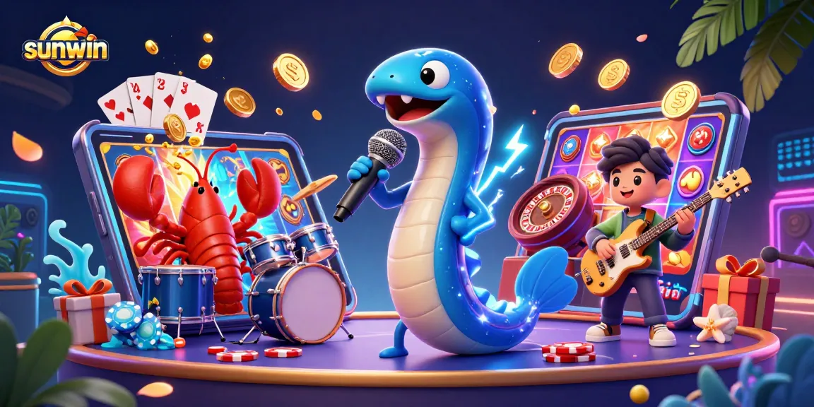 Experience exciting games at sunwin with an electric eel DJ and vibrant casino atmosphere
