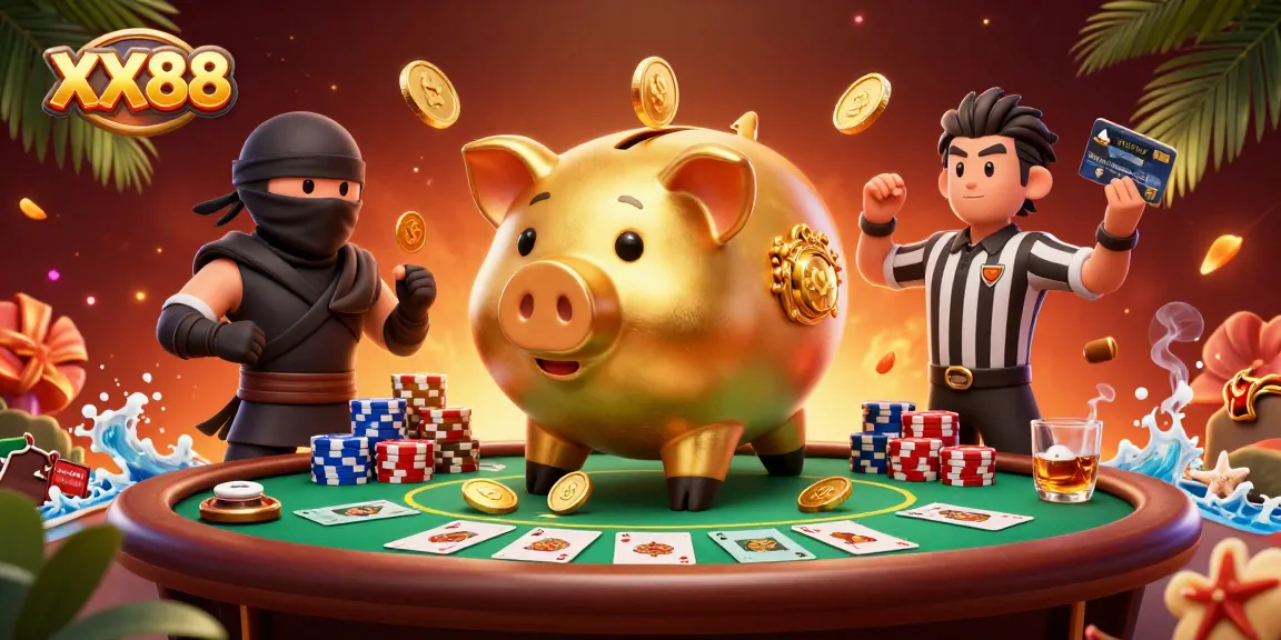 Action-packed scene showcasing XX88 with animated characters in vibrant casino setting.