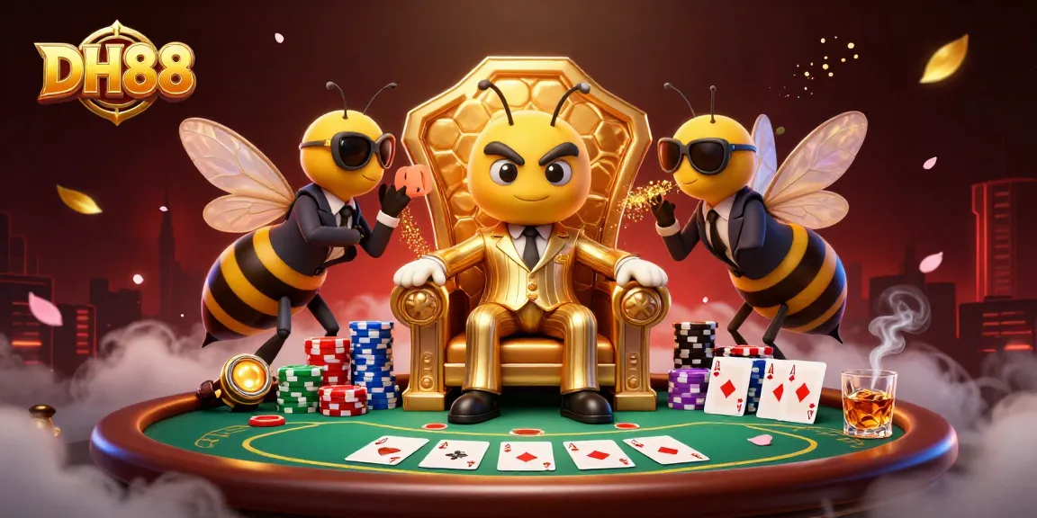Experience thrilling action at DH88 casino with a vibrant bumblebee mob boss and poker showdown.