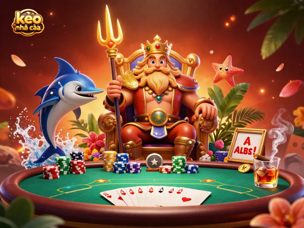Engage with kèo nhà cái's immersive poker scene featuring Neptune and vibrant game details.