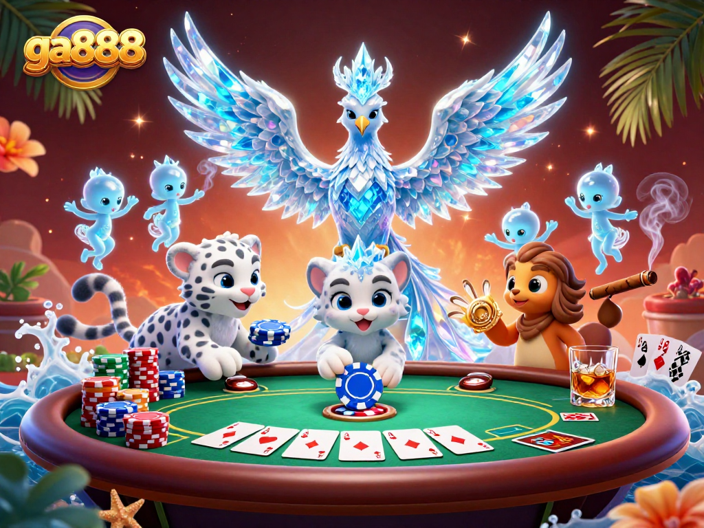 Experience excitement at ga888 with a captivating scene of poker action and mystical characters.