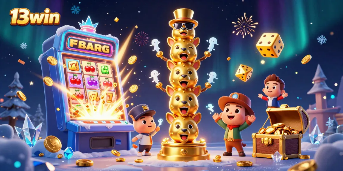 Engage with 13win's vibrant 3D jackpot scene showcasing animated casino elements and exciting game features.