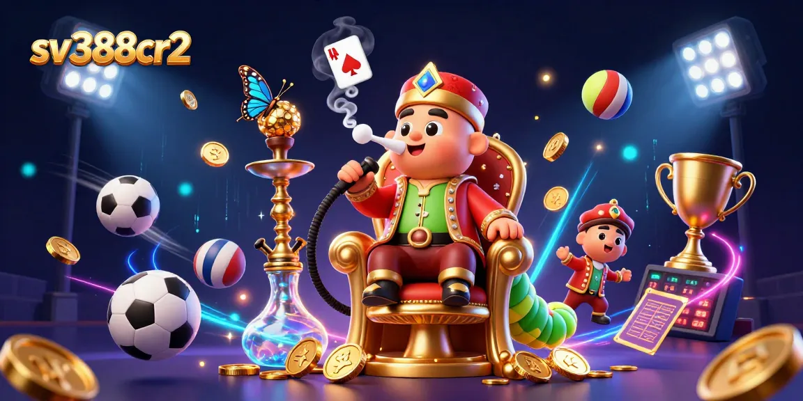 Engage in thrilling betting experiences with sv388cr2 as vibrant characters and sports elements fill the illustration.