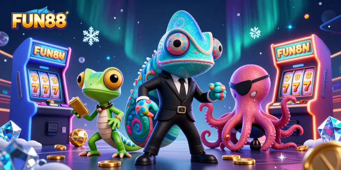 Experience thrilling gameplay with FUN88's vibrant casino elements and characters.