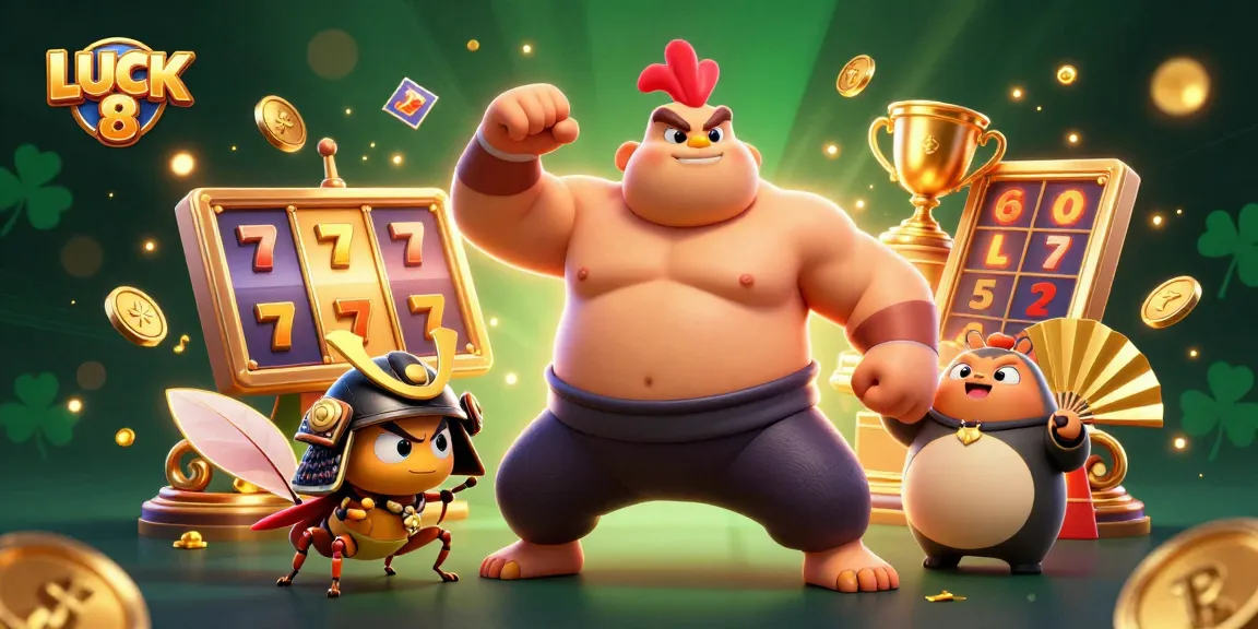 Experience the excitement of LUCK 8 with vibrant casino elements illuminating a dynamic scene.