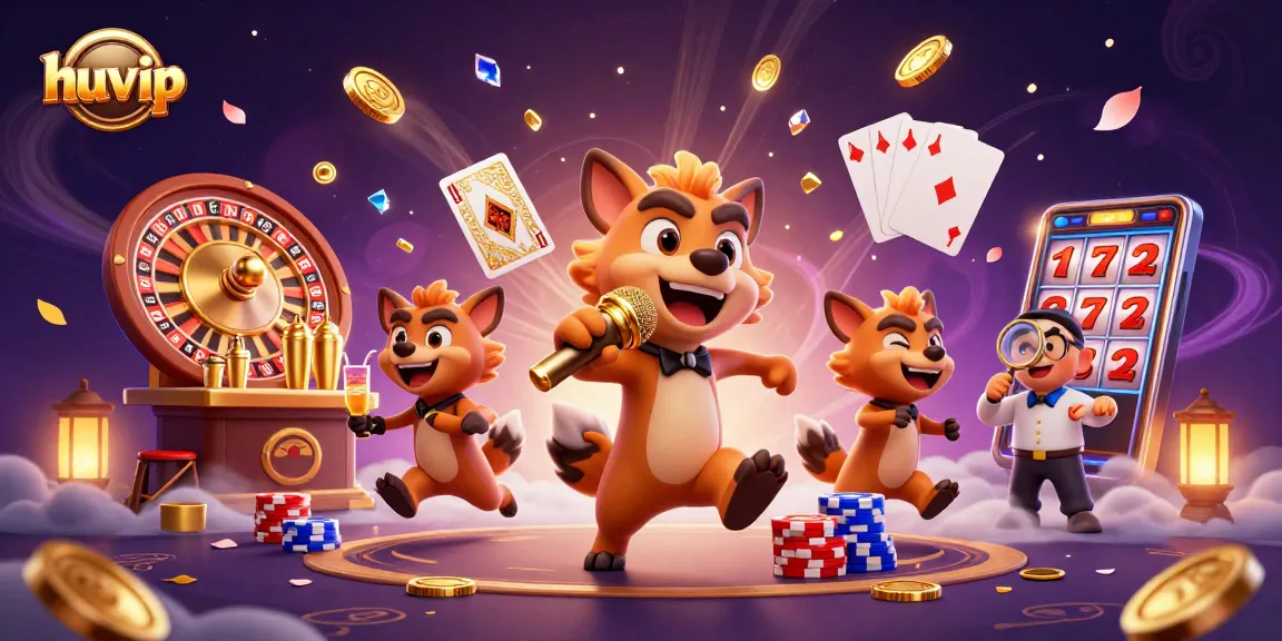 Engage in thrilling gaming experiences at Huvip with iconic characters and vibrant casino elements.