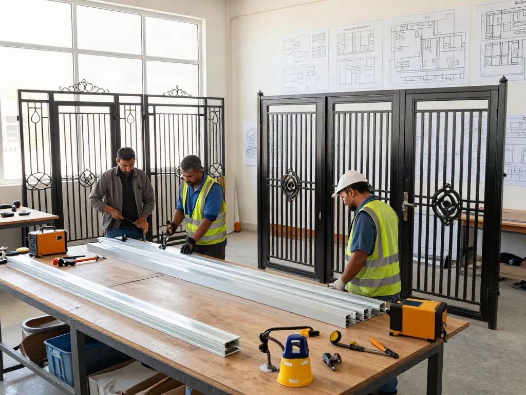 Al Taher Group's workshop crafting custom metal gates and doors at Altaherdesign.ae
