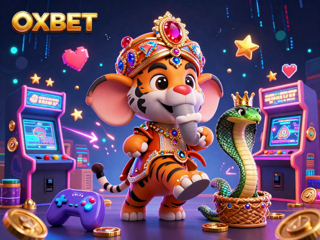 Experience the vibrant gameplay at OXBET with a dynamic 3D casino scene featuring a maharaja riding an elephant.
