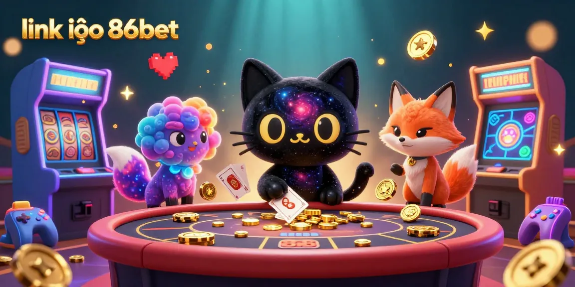 Engage with the thrill of gambling in this vibrant scene showcasing link vào 86bet surrounded by dynamic casino elements.