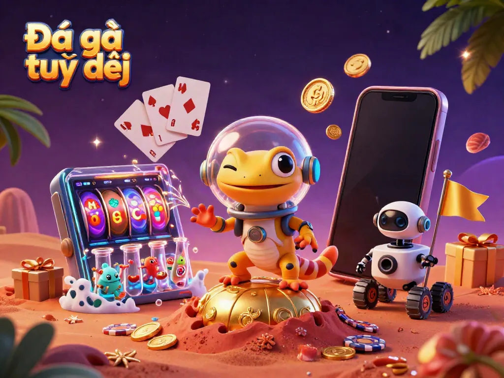 Experience Đá gà trực tiếp with dynamic gaming visuals amidst vibrant animated elements.