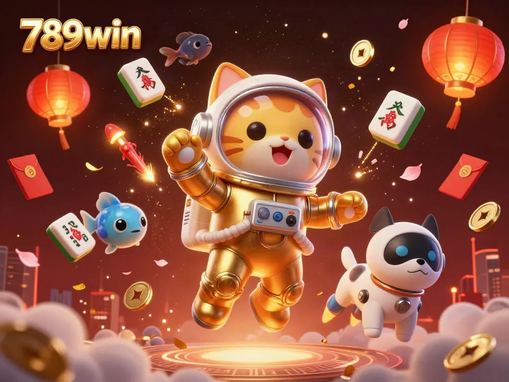 Experience the excitement of 789win with a vibrant gambling adventure featuring a space-themed illustration.