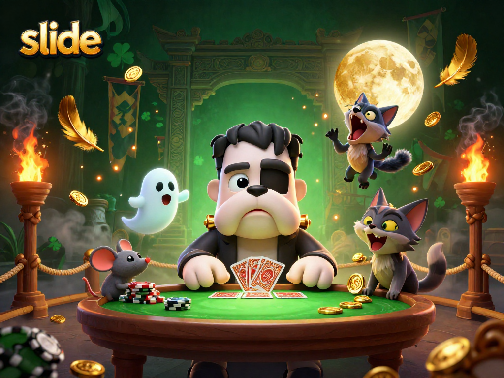 Experience the excitement of slide at a lively casino table featuring colorful characters and thrilling game elements.