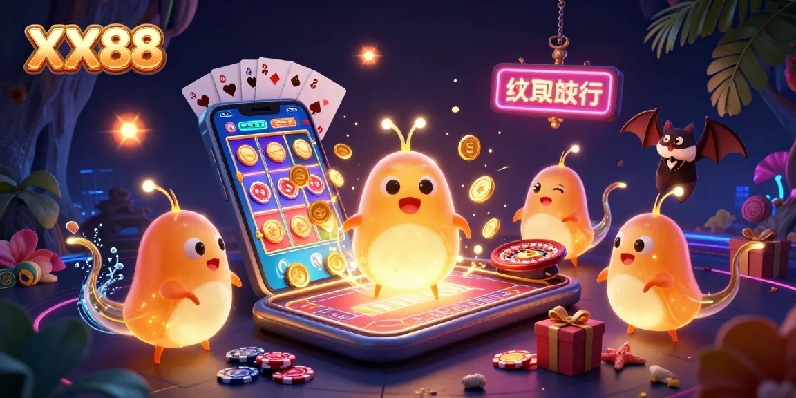 Experience the excitement of XX88 with glowworms lighting up a vibrant cave casino scene.