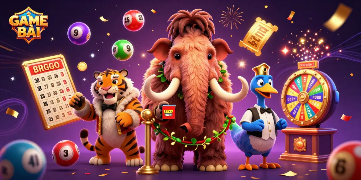 Experience the vibrant GAME BÀI atmosphere with carnival-like characters and dynamic elements in a casino scene.