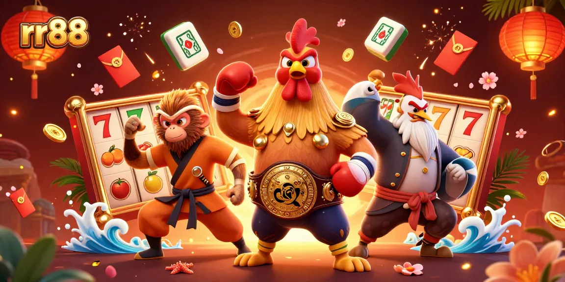 Engage in the excitement of rr88 with vibrant slots and dynamic characters in a lively casino scene.