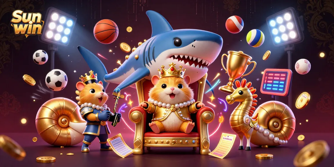 Play thrilling games at Sun win, featuring an exciting 3D casino scene with energetic characters.