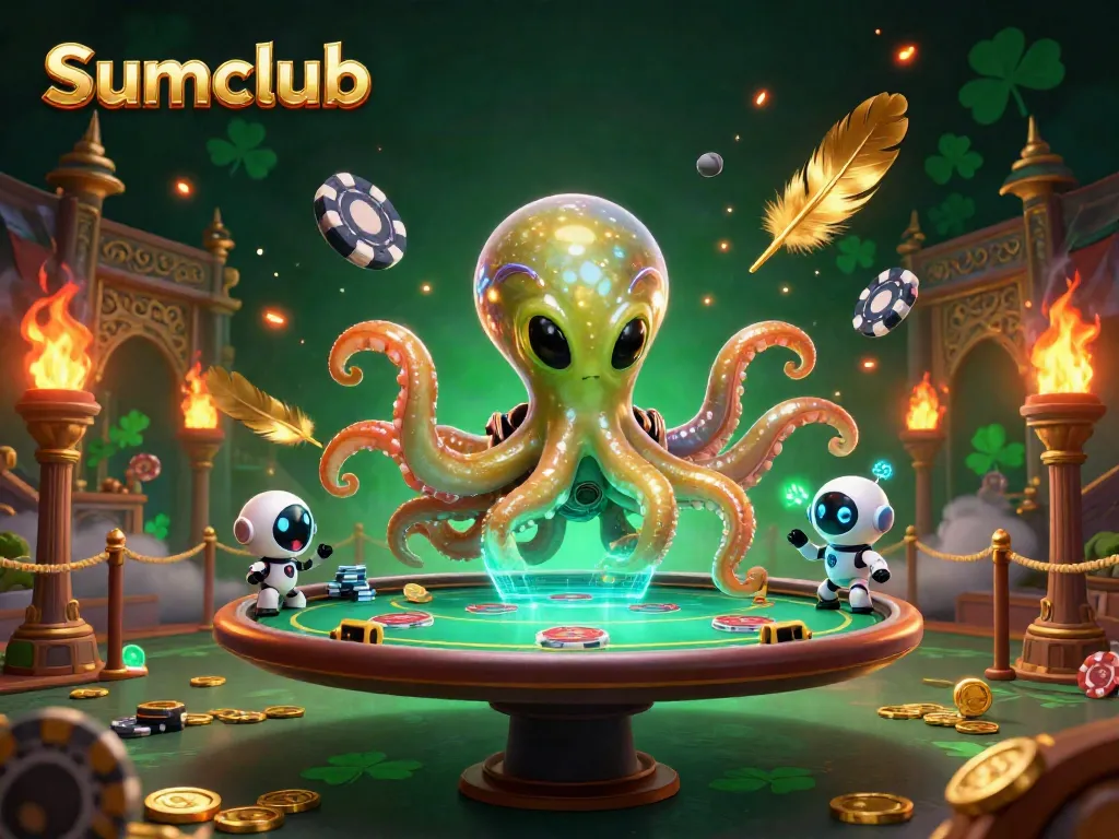 Experience thrilling gameplay with Sumclub showcasing vibrant alien poker action.