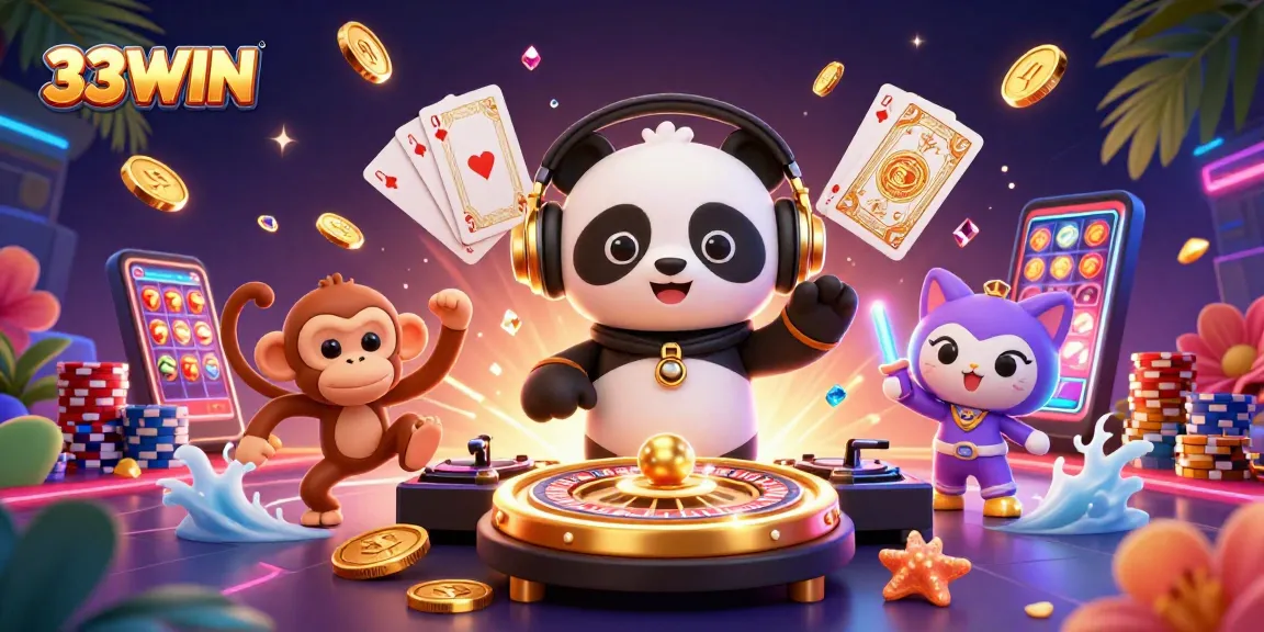 Join the excitement at 33WIN with vibrant 3D casino characters and thrilling gaming elements.
