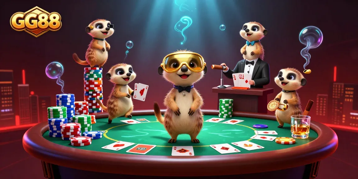 Experience thrilling gameplay at GG88 with an entertaining meerkat casino scene.