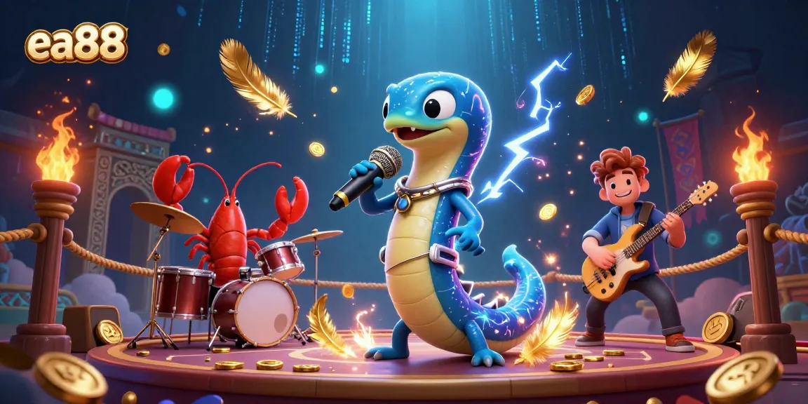 ea88 casino scene featuring a DJ electric eel and band, immersed in vibrant underwater gameplay
