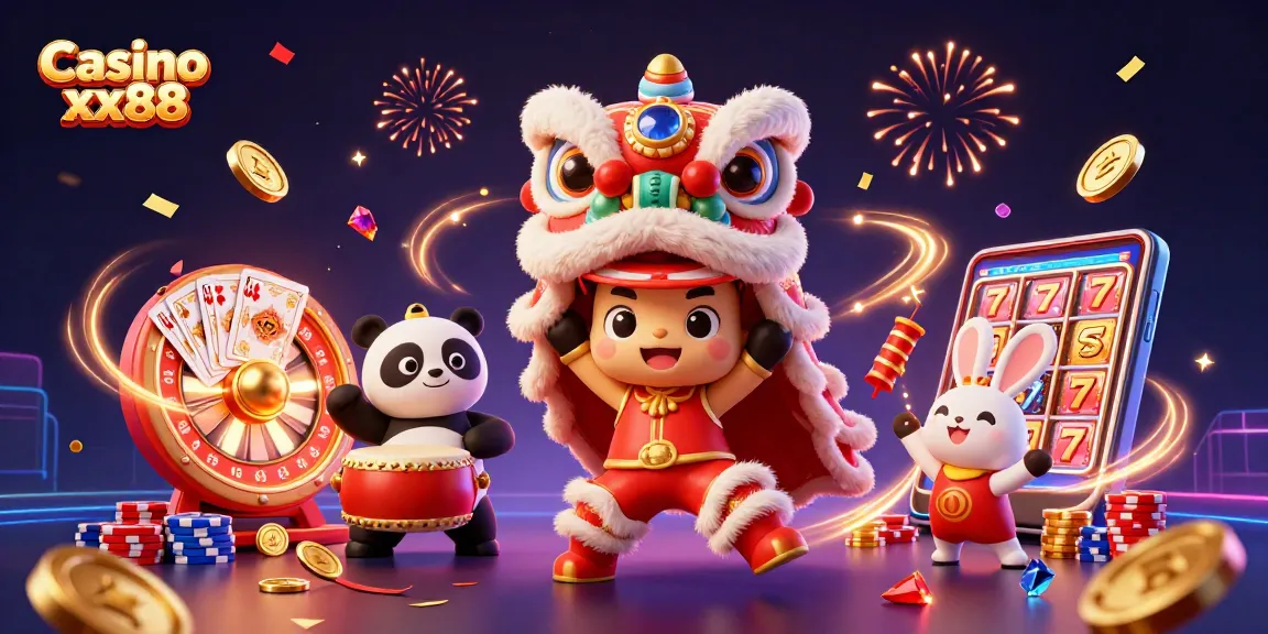 Experience thrilling games at Casino xx88 with vibrant characters celebrating a big win.