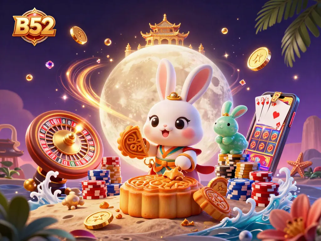 Engage with B52-themed casino excitement featuring a luck-filled lunar scene.