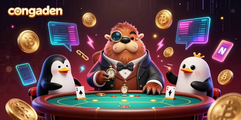 Engage with congaden's thrilling underwater poker scene featuring unique characters and dynamic gaming elements.