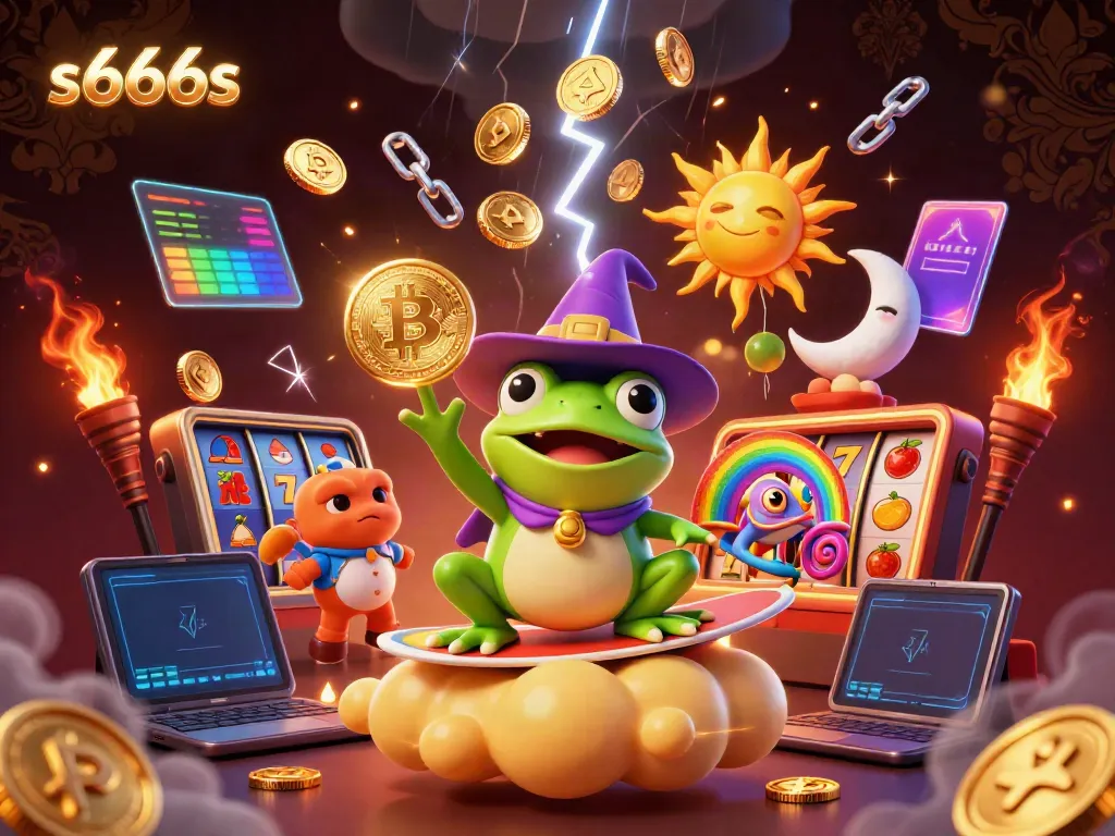 Win big with s666s as a wizard frog conjures golden coins amid dynamic casino action.