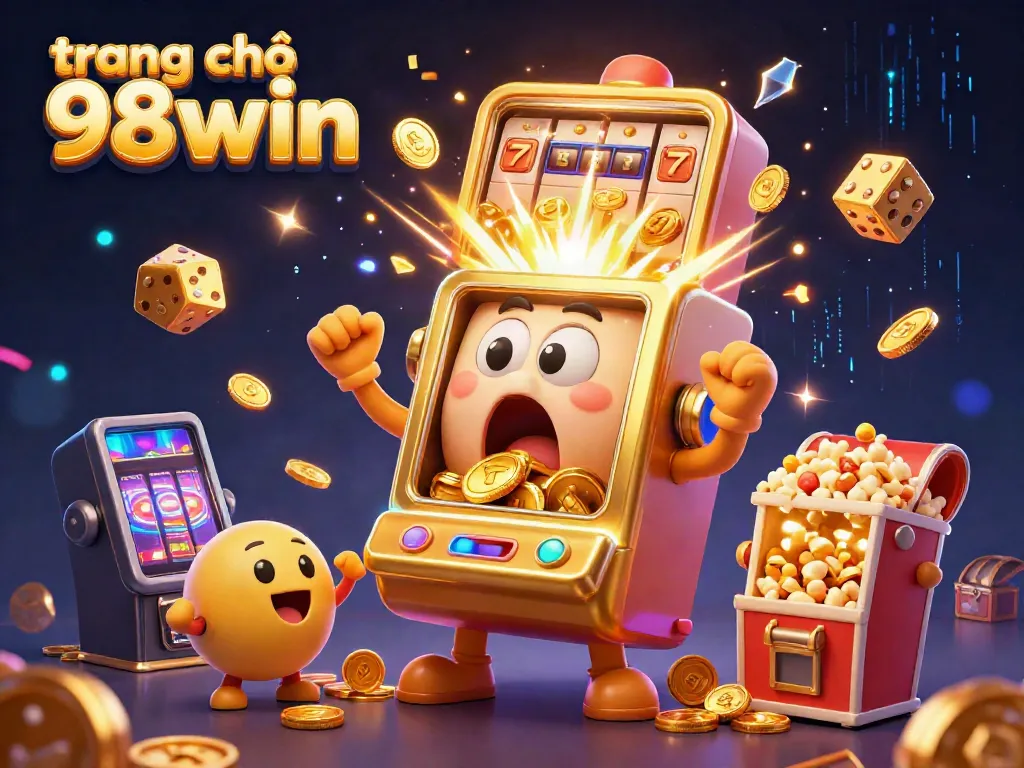 Experience excitement with the trang chủ 98win jackpot scene featuring animated slot machines and glowing coins.