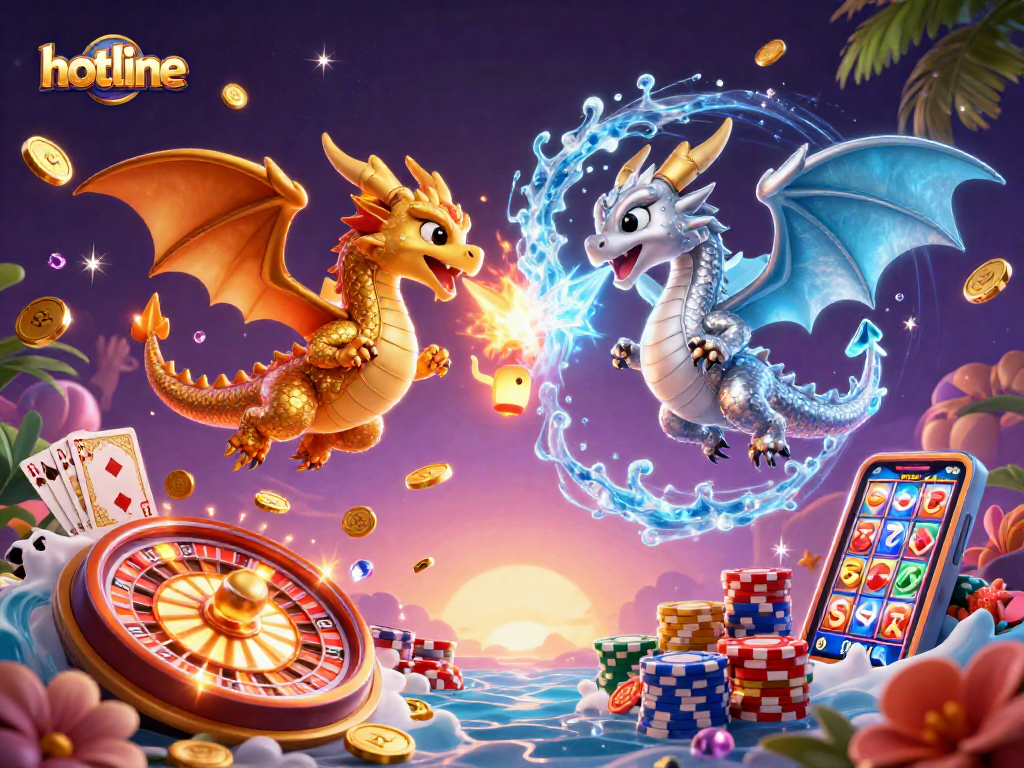 Experience the thrilling hotline gameplay with dragons and casino elements in action!