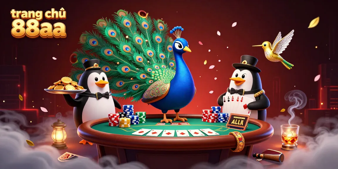 Enjoy thrilling games at trang chủ 88aa with a vibrant casino scene featuring poker action and charming characters.