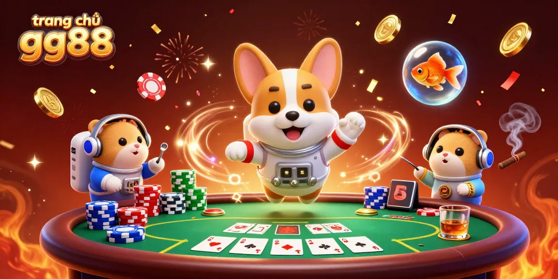 Experience the excitement of trang chủ gg88 with a charming floating casino scene featuring vibrant characters and dynamic elements.