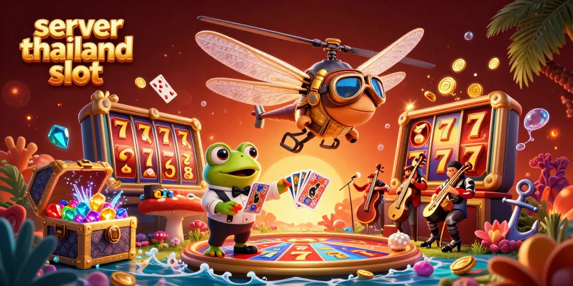 Play thrilling games on the server thailand slot with vibrant characters and lively casino elements in this engaging scene.