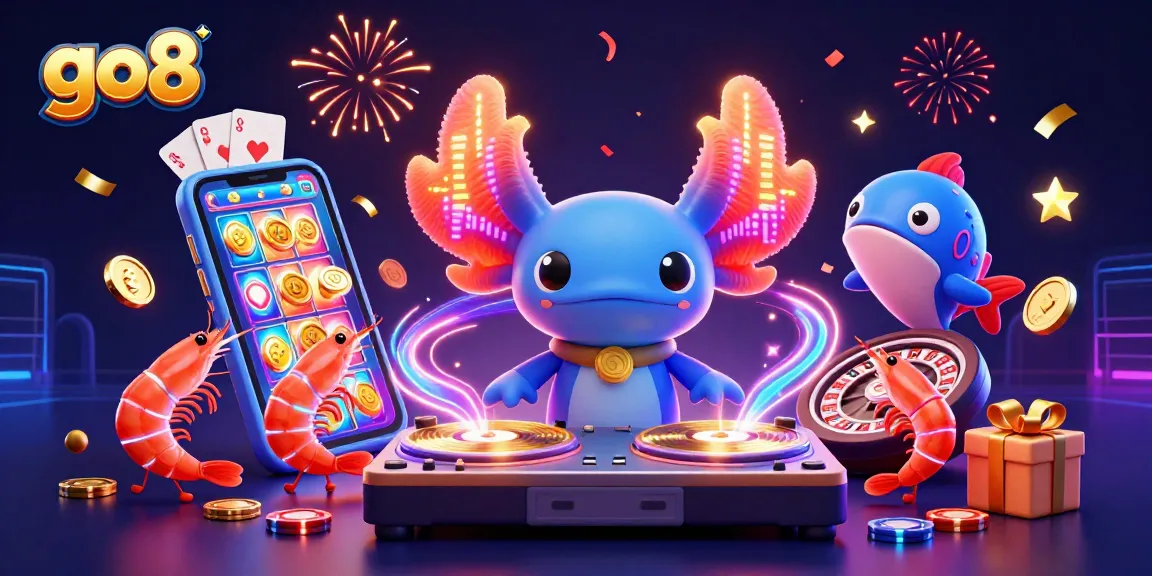 Experience the vibrant energy of go8 with a neon-themed online casino celebration featuring colorful slot games.
