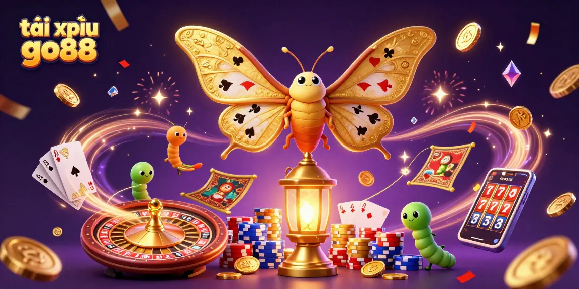 Tái xỉu go88 showcases a vibrant casino scene with cascading coins and a spinning roulette wheel, captivating players.