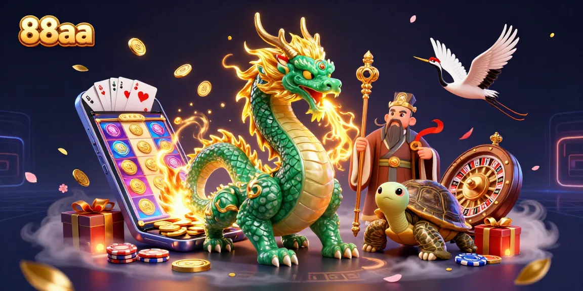 Experience the thrill of 88aa casinos with vibrant scenes of slot games and animated characters.
