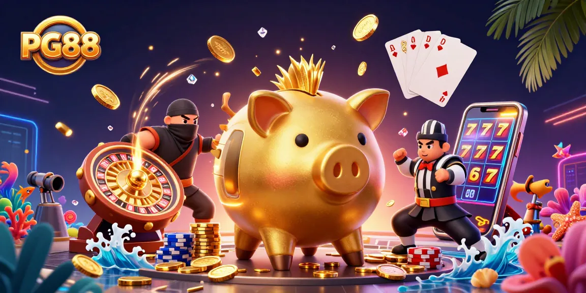Experience PG88's thrilling gaming scene with dynamic characters and vibrant casino elements.