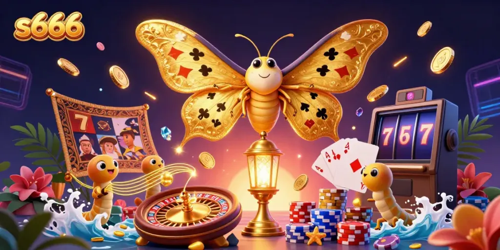 Engage with s666's interactive gaming experience featuring a vibrant 3D casino illustration.