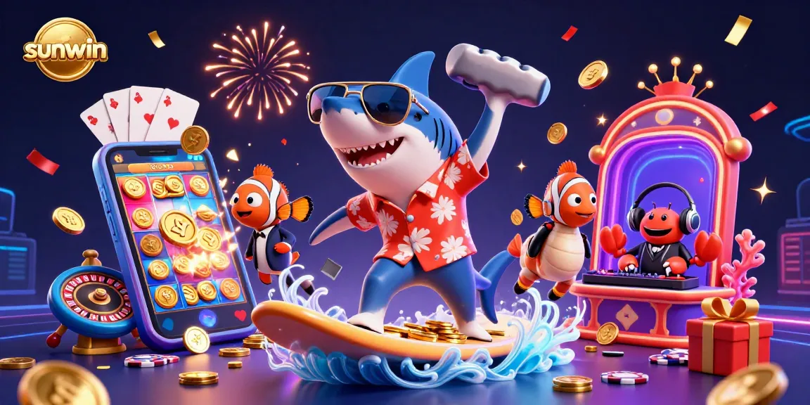 Experience winning joy with sunwin's vibrant casino scene featuring animated characters.