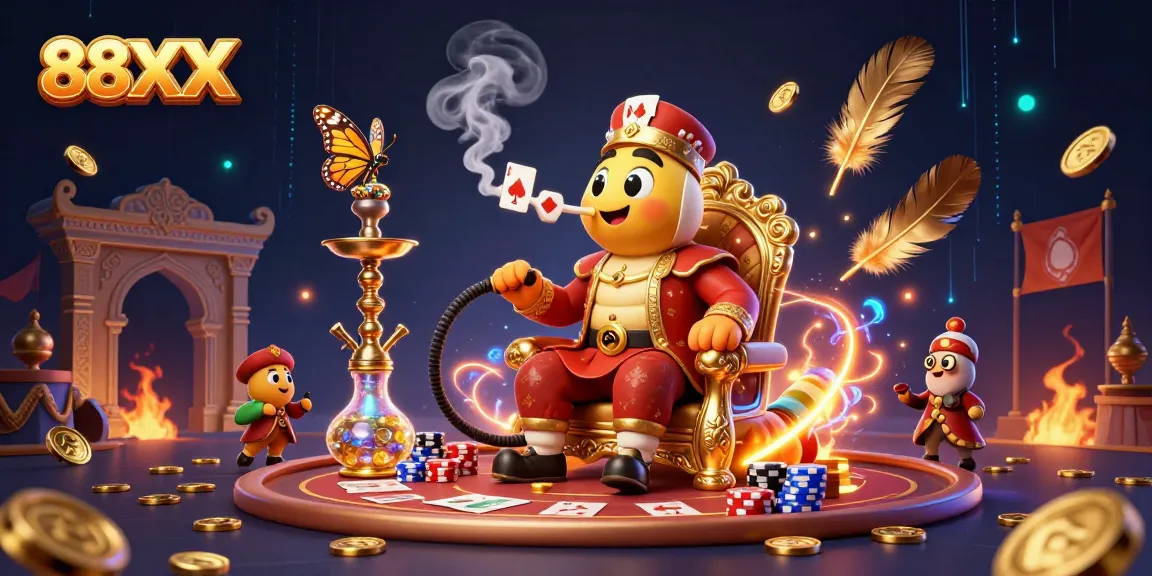 Engage with thrilling poker action at 88XX, featuring dynamic characters and rich casino elements.