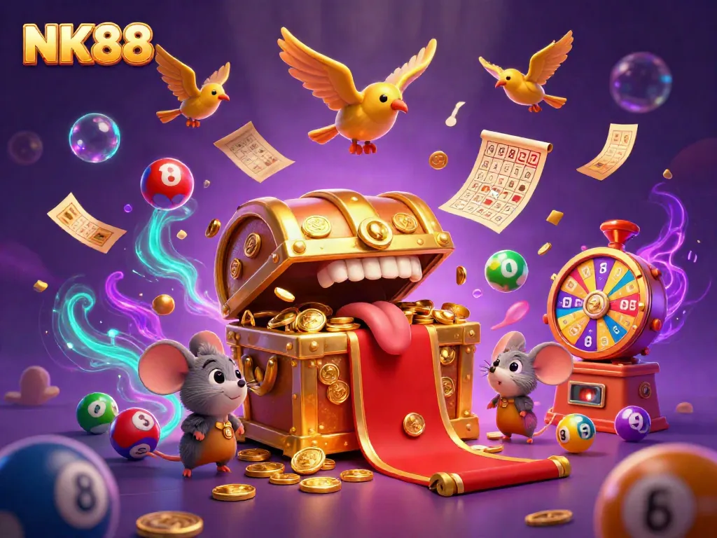 Experience excitement with NK88 as adventurer mice chase fortune amidst dynamic lottery elements.