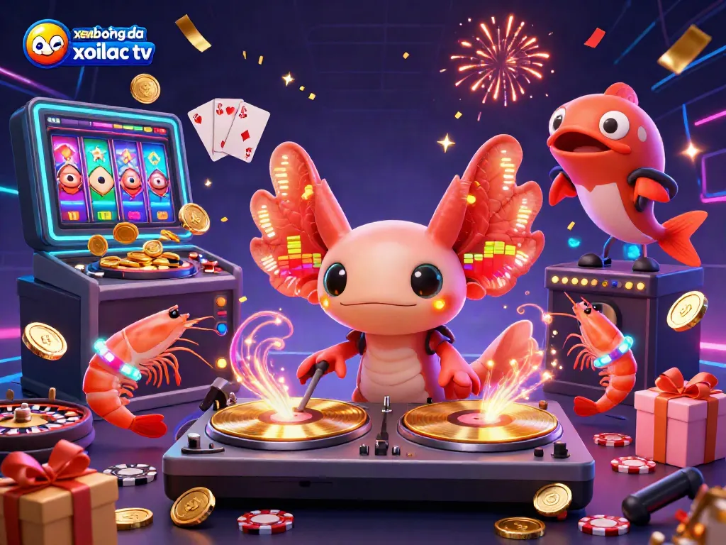 Join the action of xem bóng đá xoilac tv with vibrant characters and exciting gambling elements in this lively 3D illustration.