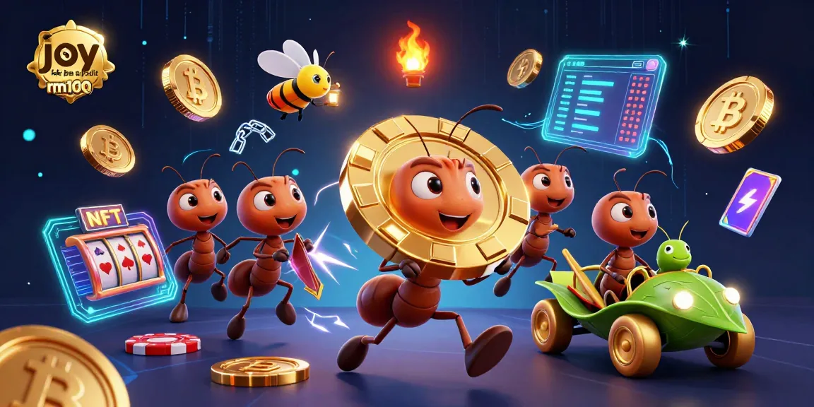 Experience joy link free credit rm100 while ants heist with giant poker chips in a vibrant casino adventure.