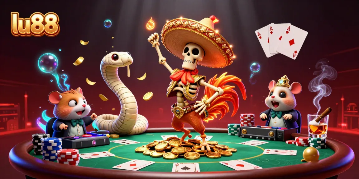 Play at lu88 with vibrant characters performing in a dynamic casino setting full of action.