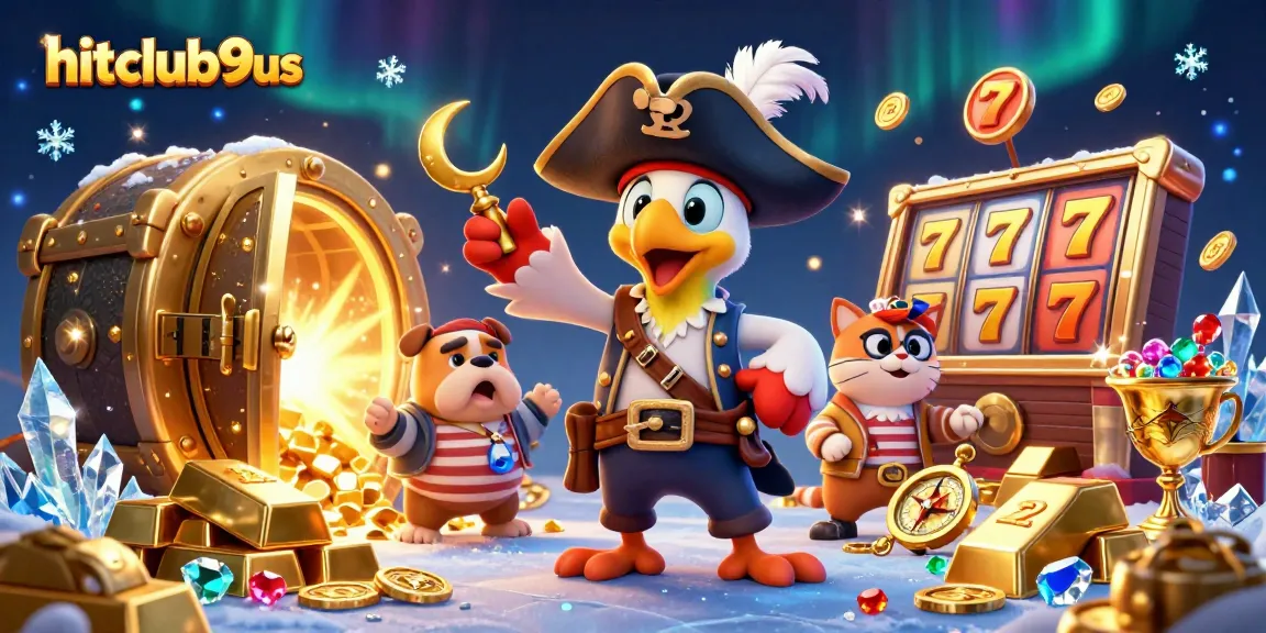 Experience thrilling wins at hitclub9us with lively 3D characters and casino elements in an enchanting scene.